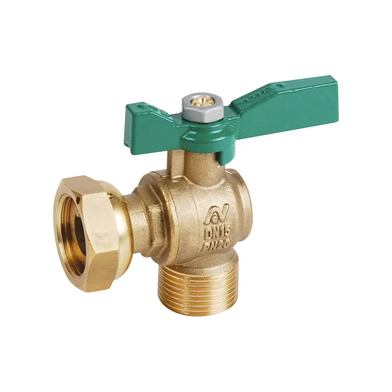 Vanne à sphère laiton PN20 à écrou tournant mâle Femelle équerre manette laiton 2/3 1/3 manette papillon verte