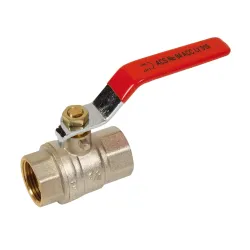 Vanne à sphère laiton titré CW510L référence + femelle - femelle poignée plate rouge