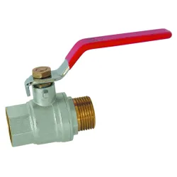 Vanne à sphère laiton titré CW510L référence + mâle - femelle poignée plate rouge