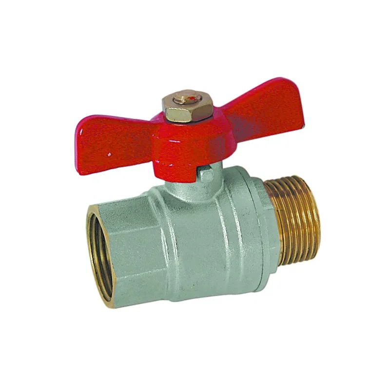 Vanne à sphère laiton titré CW510L référence + mâle - femelle poignée papillon rouge