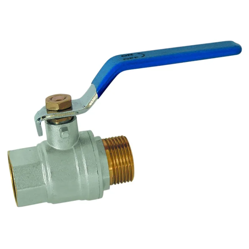 Vanne à sphère laiton titré CW510L référence + mâle - femelle poignée plate bleue