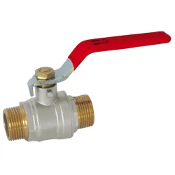 Vanne à sphère laiton titré CW510L référence + mâle - mâle poignée plate rouge