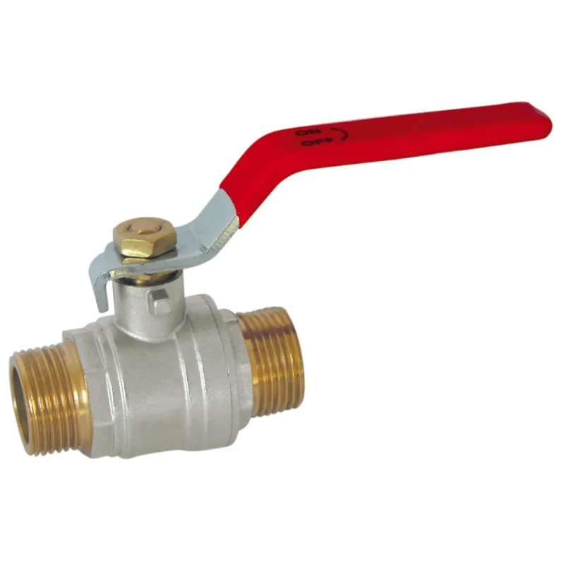 Vanne à sphère laiton titré CW510L référence + mâle - mâle poignée plate rouge