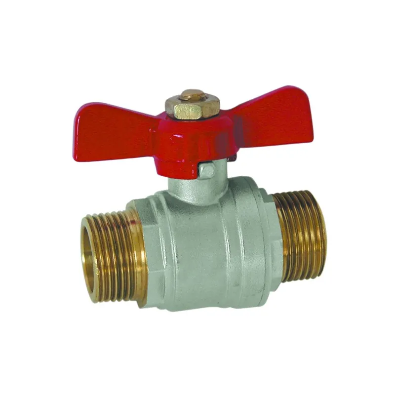 Vanne à sphère laiton titré CW510L référence + mâle - mâle poignée papillon rouge