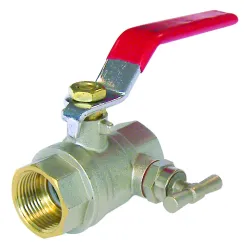 Vanne à sphère laiton titré CW510L référence + femelle - femelle à purge poignée plate rouge