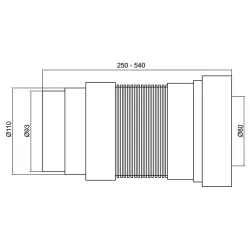 dimension Pipe WC souple extensible PVC Ø100 universel