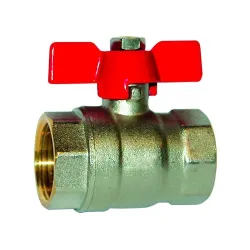 Vanne à sphère laiton femelle - femelle série bâtiment+ certifié ACS poignée papillon rouge