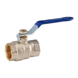 Vanne à sphère laiton femelle - femelle série bâtiment+ certifié ACS poignée acier plate bleue