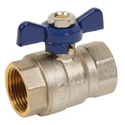 Vanne à sphère laiton femelle - femelle série bâtiment+ certifié ACS poignée papillon bleue