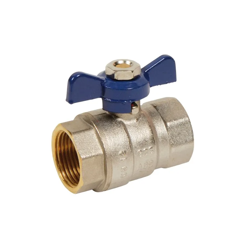 Vanne à sphère laiton femelle - femelle série bâtiment+ certifié ACS poignée papillon bleue