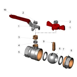Schéma Vanne à sphère laiton femelle - femelle série bâtiment+ certifié ACS