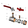 Schéma Vanne à sphère laiton femelle - femelle série bâtiment+ certifié ACS