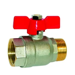 Vanne à sphère laiton titré CW617N mâle - femelle série bâtiment+ certifié ACS poignée papillon rouge