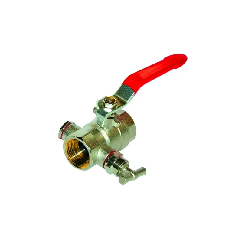 Vanne à sphère laiton titré CW617N femelle - femelle à purge série bâtiment+ certifié ACS poignée plate rouge