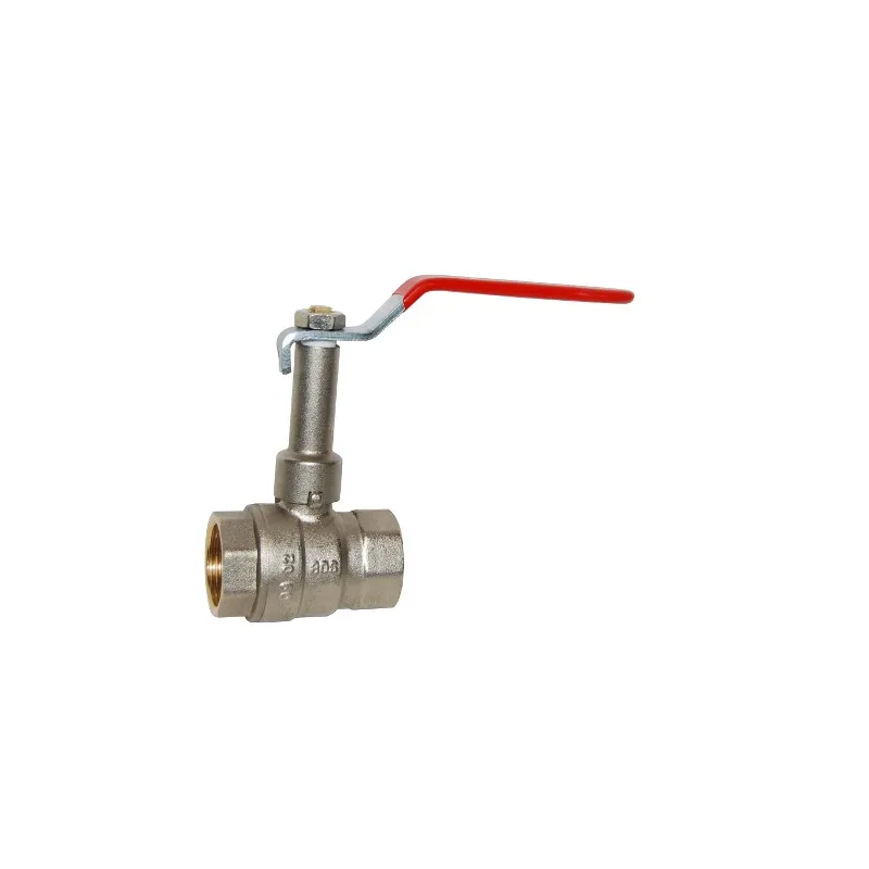 Vanne à sphère laiton titré CW617N femelle - femelle avec prolongateur poignée plate rouge