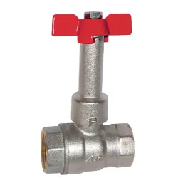 Vanne à sphère laiton titré CW617N femelle - femelle avec prolongateur poignée papillon rouge