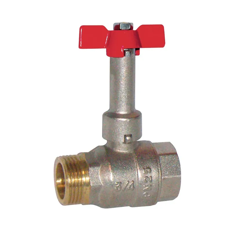 Vanne à sphère laiton titré CW617N mâle - femelle avec prolongateur poignée papillon