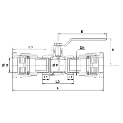 DIMENSIONS Vanne à sphère laiton titré CW617N femelle - femelle avec raccord pour tube PE