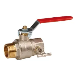 Vanne à sphère laiton titré CW617N à purge mâle - femelle poignée plate