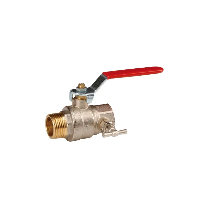 Vanne à sphère laiton titré CW617N à purge mâle - femelle poignée plate