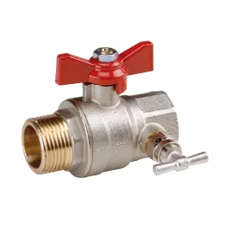 Vanne à sphère laiton titré CW617N à purge mâle - femelle poignée papillon