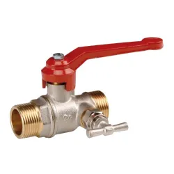 Vanne à sphère laiton titré CW617N à purge mâle - mâle poignée plate