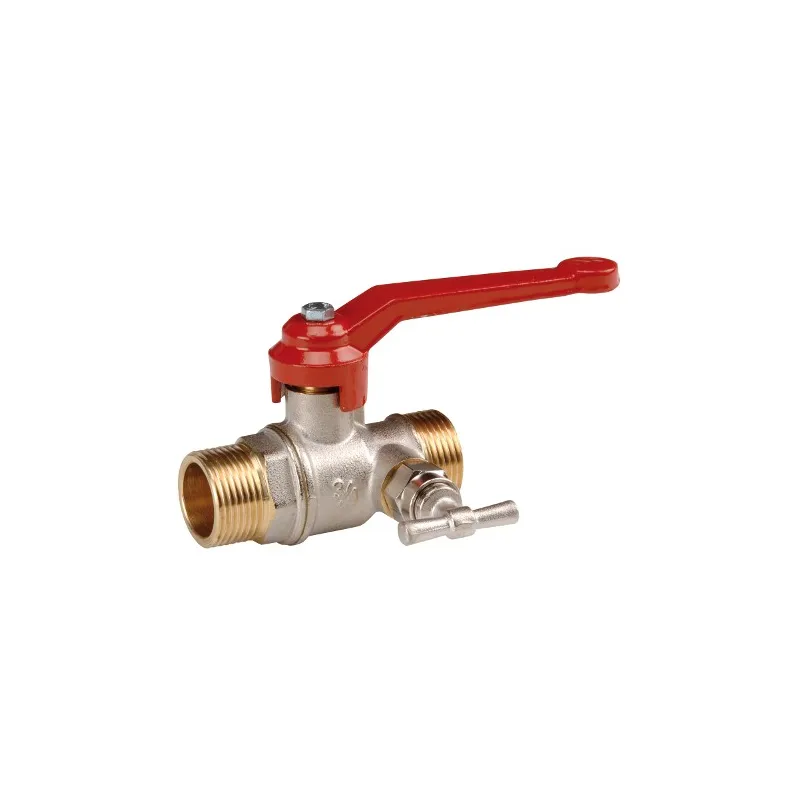 Vanne à sphère laiton titré CW617N à purge mâle - mâle poignée plate