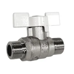 Vanne à sphère laiton titré CW617N dégraissée mâle - mâle poignée papillon