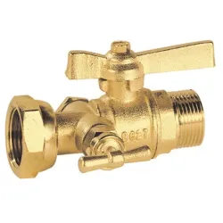 Vanne à sphère laiton écrou tournant -  mâle modèle droit à purge après compteur manette laiton