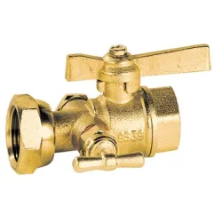 Vanne à sphère laiton écrou tournant - femelle modèle droit à purge après compteur manette laiton