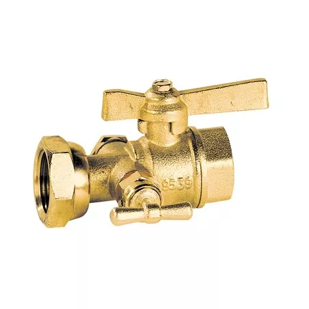 Vanne à sphère laiton écrou tournant - femelle modèle droit à purge après compteur manette laiton