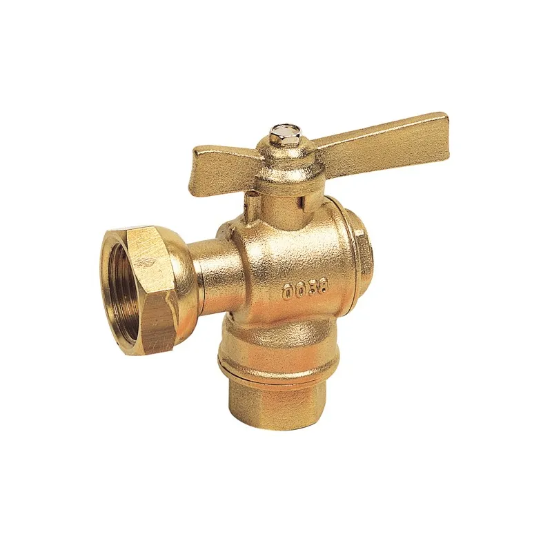 Vanne à sphère laiton à écrou tournant - femelle équerre manette laiton