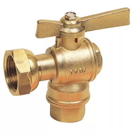 Vanne à sphère laiton à écrou tournant - femelle équerre manette laiton