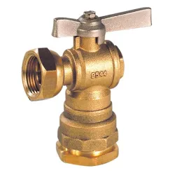 Vanne à sphère laiton à écrou tournant - raccord DECA modèle équerre manette laiton 2/3-1/3