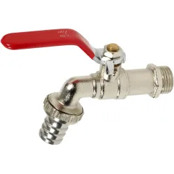 Vanne de puisage laiton nickelés poignée acier plate rouge