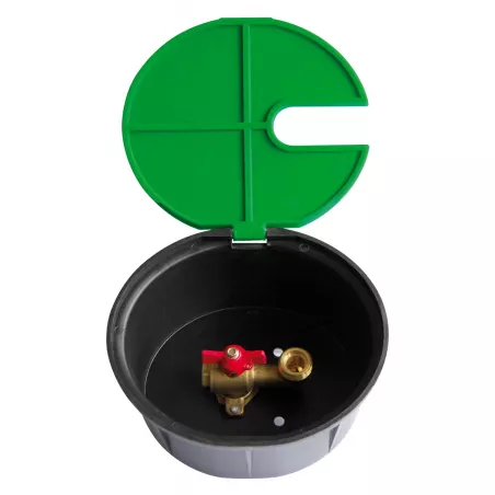 bouche d'arrosage plastique avec vanne à sphère sortie équerre