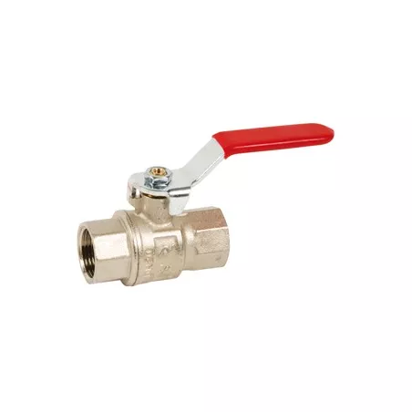 Vanne à sphère laiton titré CW617N filet long femelle - femelle raccordement BSP poignée plate rouge