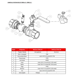 NOMENCLATURE MODELES FEMELLE - FEMELLE 521 523 527 537 538 548 576