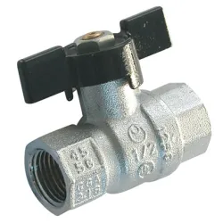 Vanne à sphère laiton titré CW617N raccordement NPT filet long femelle - femelle poignée papillon noir