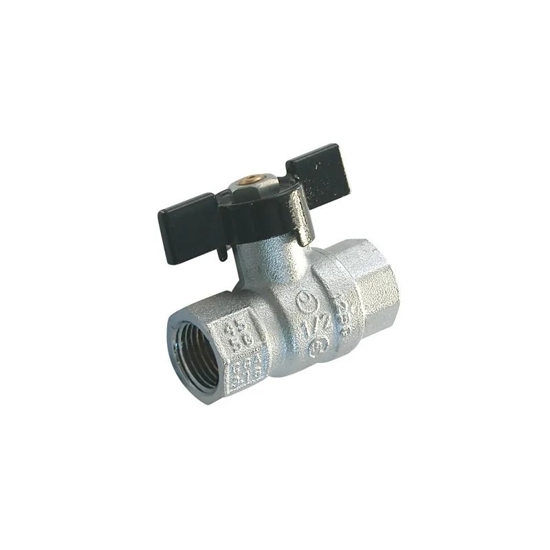 Vanne à sphère laiton titré CW617N raccordement NPT filet long femelle - femelle poignée papillon noir