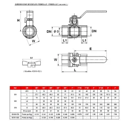DIMENSIONS MODELES FEMELLE - FEMELLE ( en mm )
