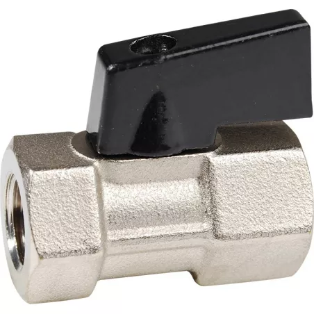 Mini vanne à sphère laiton nickelé femelle - femelle