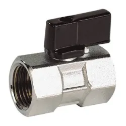 Mini vanne à sphère laiton nickelé femelle - femelle avec trou de décompression