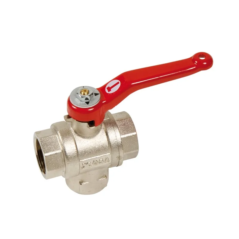 Vanne à sphère laiton 3 voies vertical taraudé femelle BSP lumière T