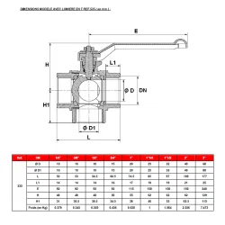 DIMENSIONS MODELE AVEC LUMIERE EN T REF.535 ( en mm )