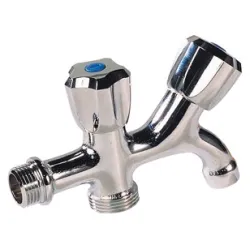 Robinet machine à laver (sortie 3/4") laiton chromé mâle mâle avec robinet de puisage