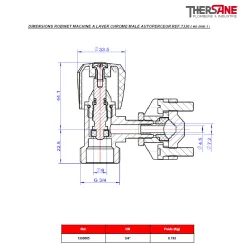 DIMENSIONS ROBINET MACHINE A LAVER CHROME MALE AUTOPERCEUR REF.1330