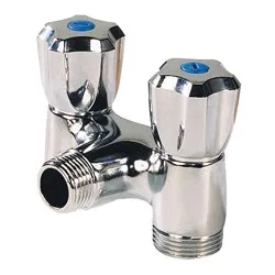 Robinet machine à laver (sortie 3/4") laiton chromé double vertical mâle