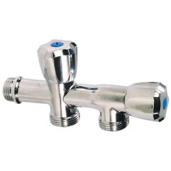 Robinet machine à laver (sortie 3/4") laiton chromé double horizontal mâle