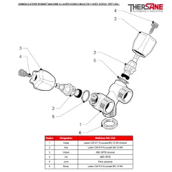 NOMENCLATURE ROBINET MACHINE A LAVER DOUBLE MALE EN Y AVEC ECROU REF.1334